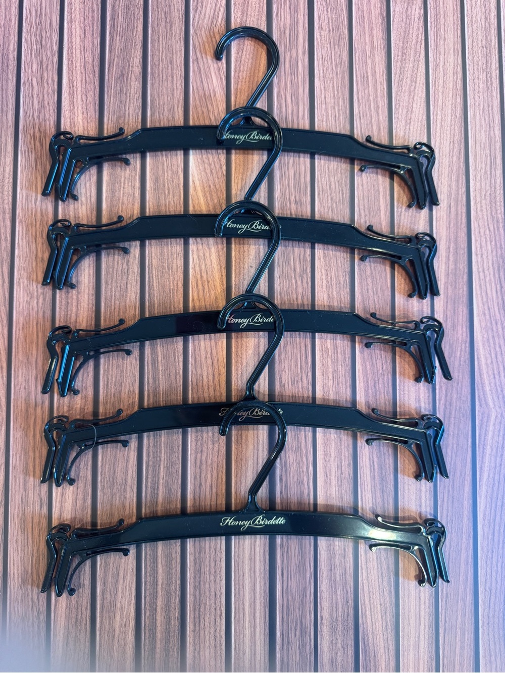 Lot of 5 Honey Birdette Black Lingerie Hangers Authentic